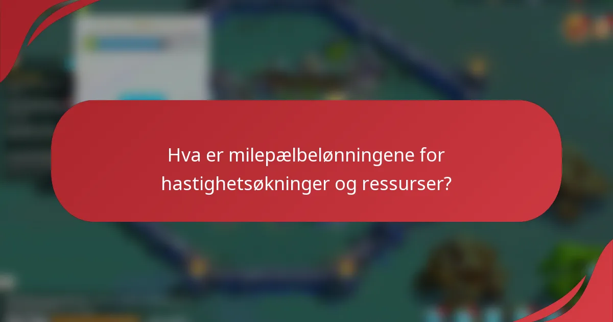 Hva er milepælbelønningene for hastighetsøkninger og ressurser?