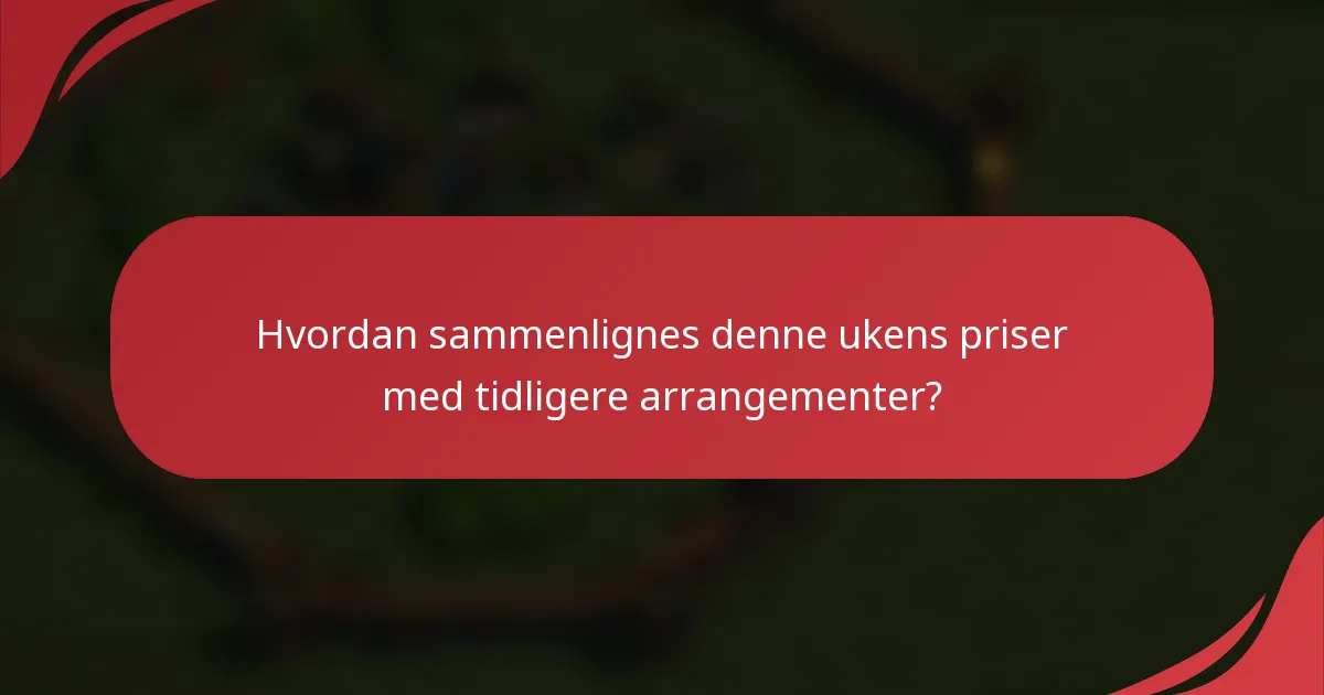 Hvordan sammenlignes denne ukens priser med tidligere arrangementer?