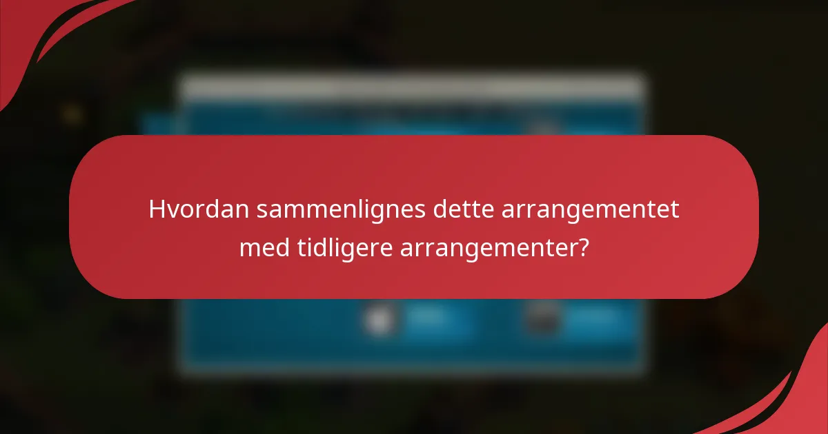 Hvordan sammenlignes dette arrangementet med tidligere arrangementer?