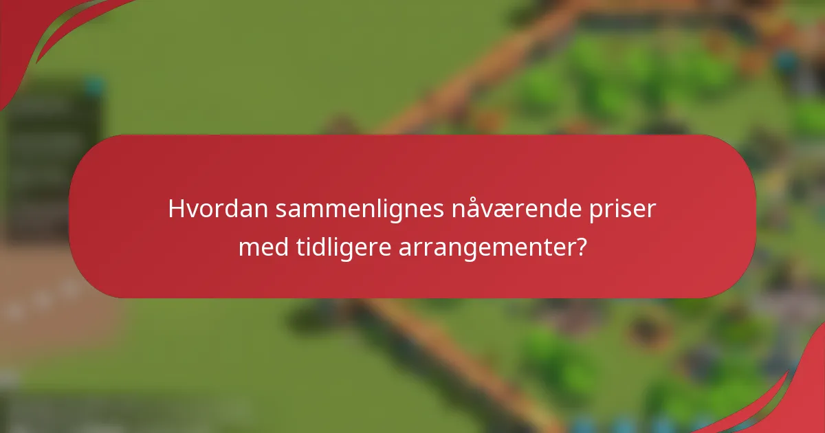 Hvordan sammenlignes nåværende priser med tidligere arrangementer?
