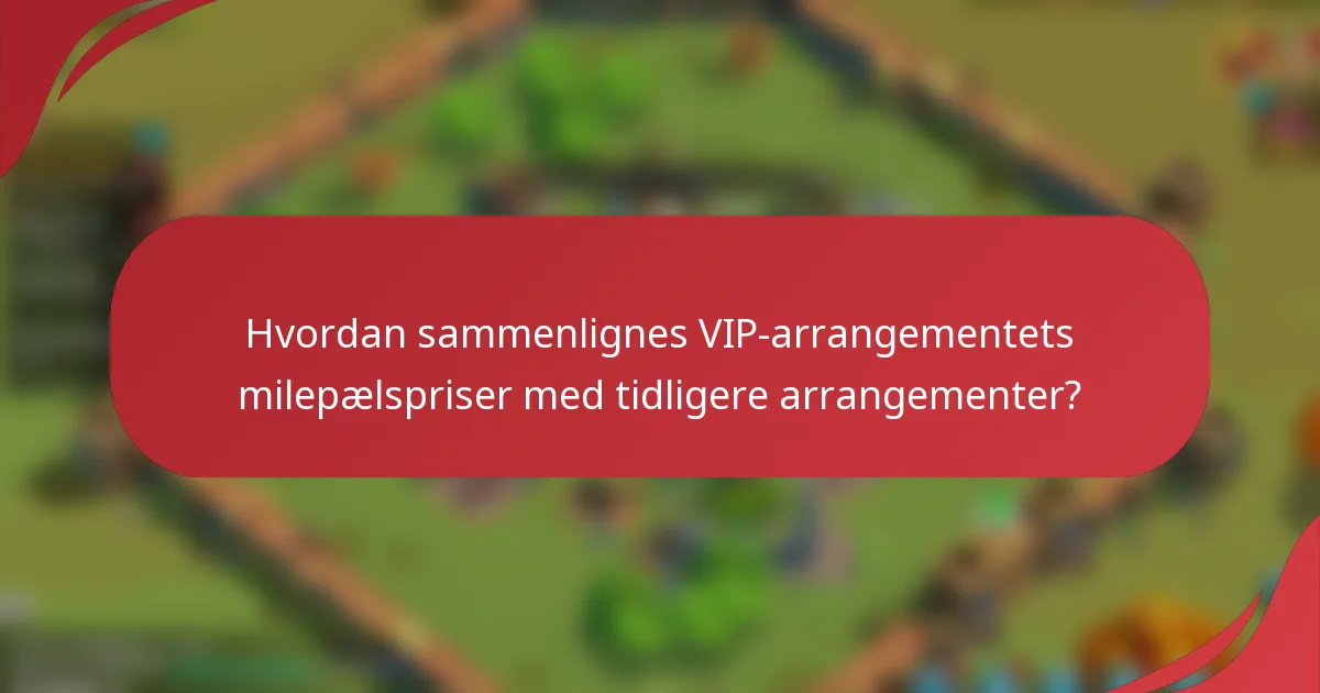 Hvordan sammenlignes VIP-arrangementets milepælspriser med tidligere arrangementer?